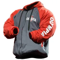 2021 OLYMPIA Mens zipper Hoodies Fashion Casual male gyms fitness Bodybuilding cotton Sweatshirt sportswear Brand top coat