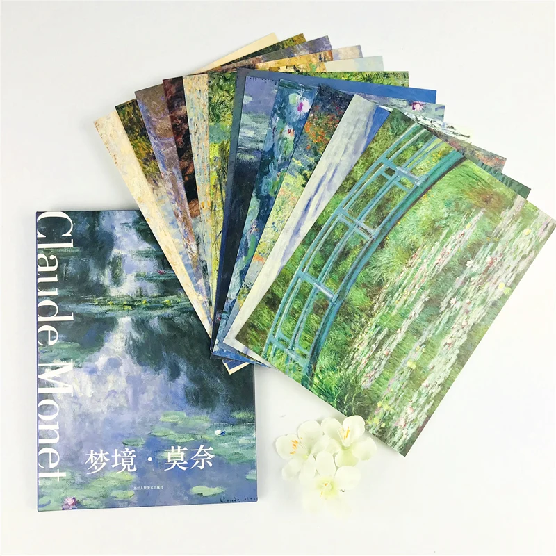 Dreamland Claude Monet Cartão Postal Grande, Presente de Aniversário, Cartão de Mensagem, 12 Folhas por Conjunto