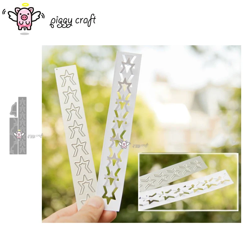 Piggy Craft metal cutting dies cut die mold Star bell strip background Scrapbook paper craft knife mould blade punch stencils