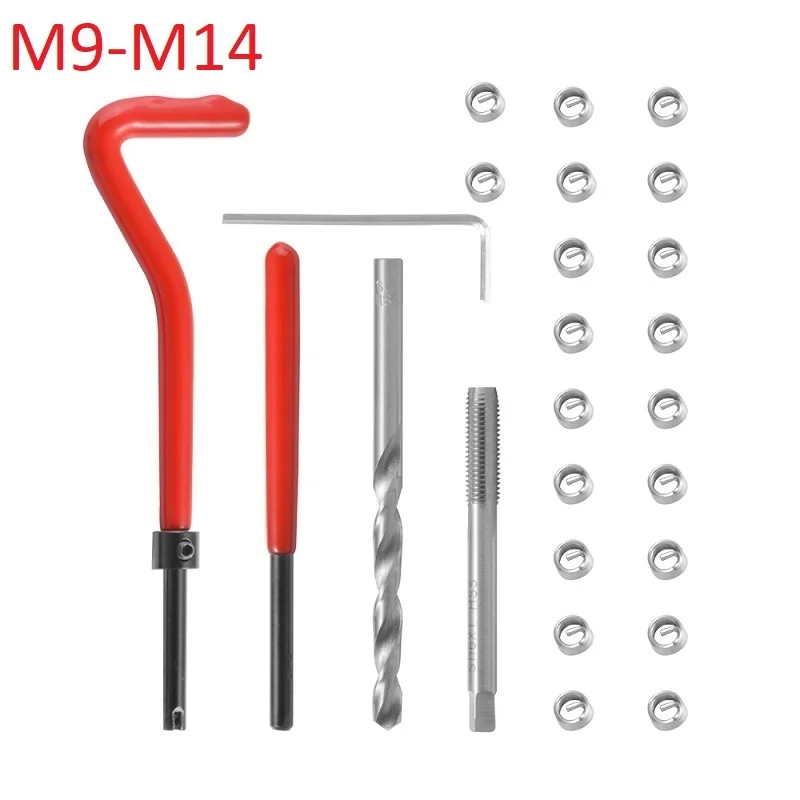 

M9 M10 M11 M12 M14 Car Engine Block Restoring Damaged Thread Repair Kit for Auto Helical Coil Insert Garage Tools