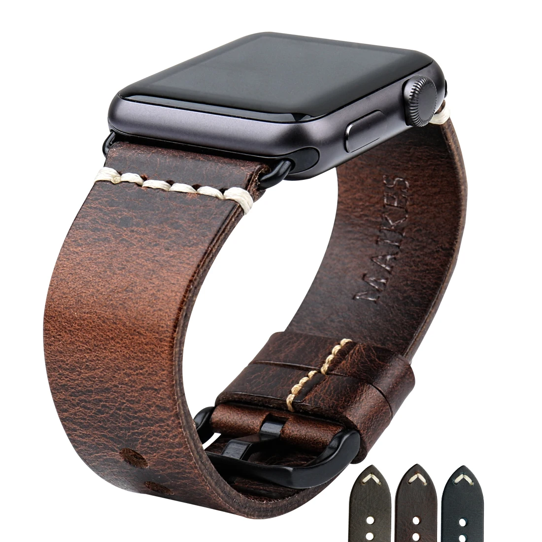 

Винтажный кожаный ремешок для часов MAIKES, ремешок для часов Apple Watch 45 мм 41 мм 42 мм 38 мм серии 7/SE/6/5/4/3/2/1 IWatch