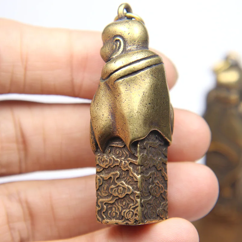 Copper Maitreya Buddha Statue Miniature Figurine Home Decoration Keychains Brass Casting Living Room Desk Feng Shui Decor Crafts