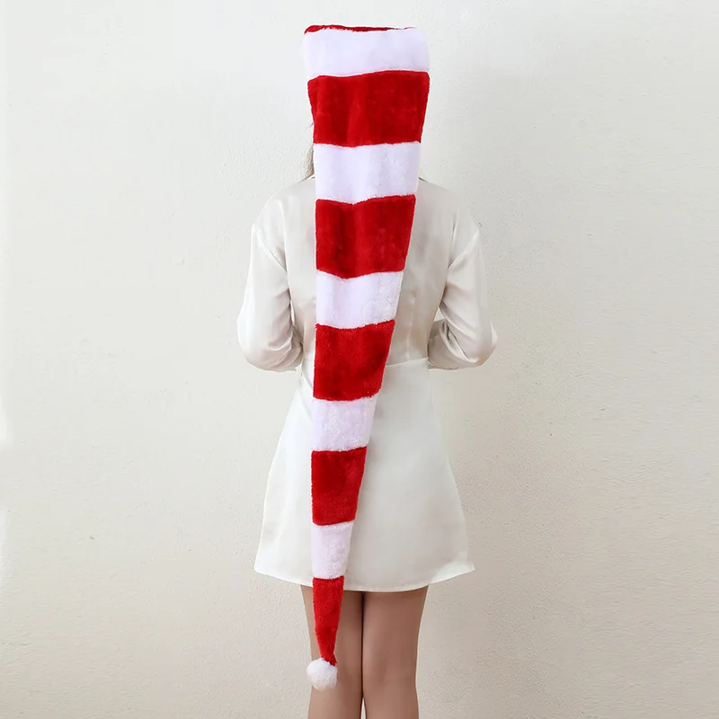 Christmas Red White Classic Lengthen Santa Hats Traditional Santa Claus Cap for Party Costume Holiday 130CM LL@17