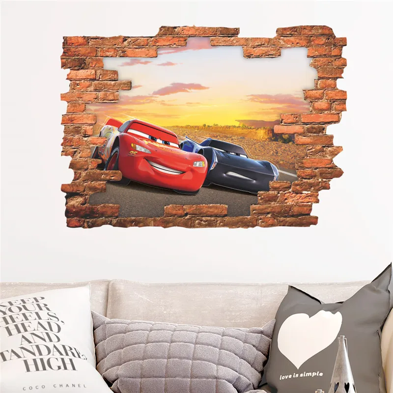 Cartoon car wall stickers for kid's room Children bedroom living room car wall decoration boys gift