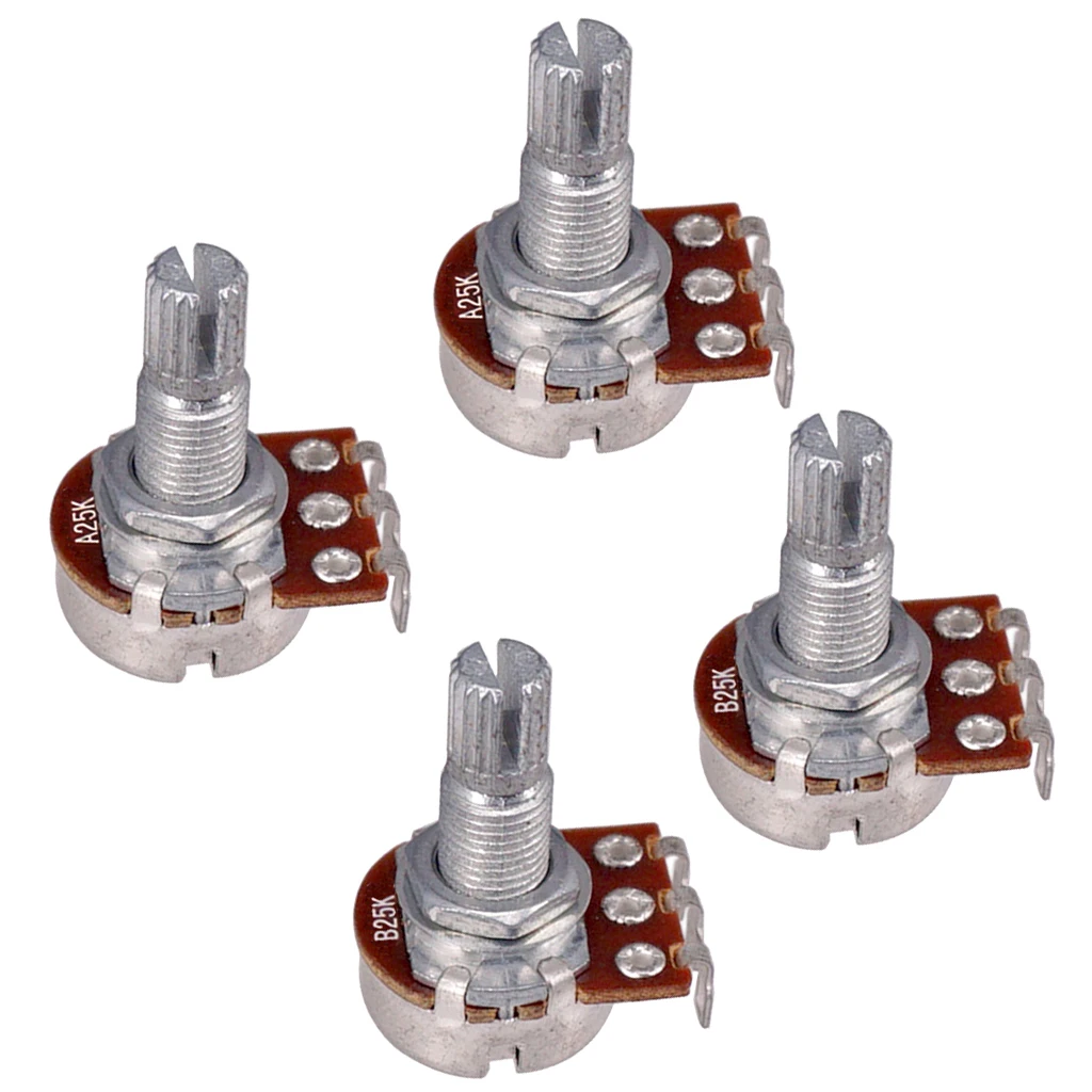 Mini Pots Set Log A & Linear B 25K Guitar Volume Tone Control Potentiometer