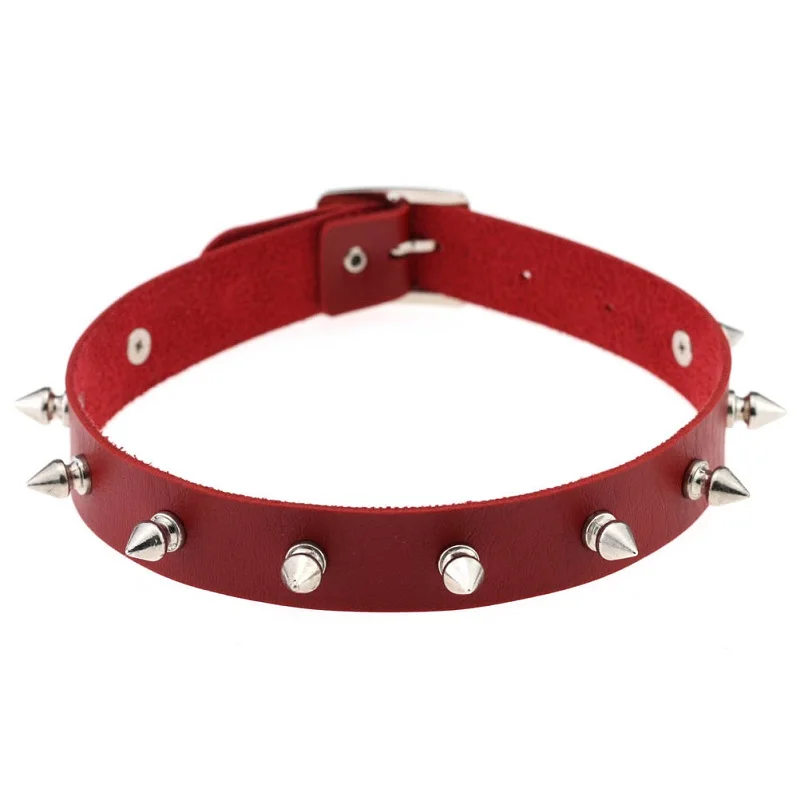 Rock Gothic Jewelry Men Women Unisex PU Leather Punk Spike Rivet Torques Necklace Collar Choker