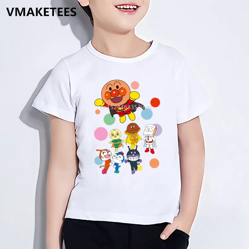 

Kids Summer Short Sleeve Girls & Boys T shirt Children Anpanman With Baikinman Cartoon Print T-shirt Funny Baby Clothes