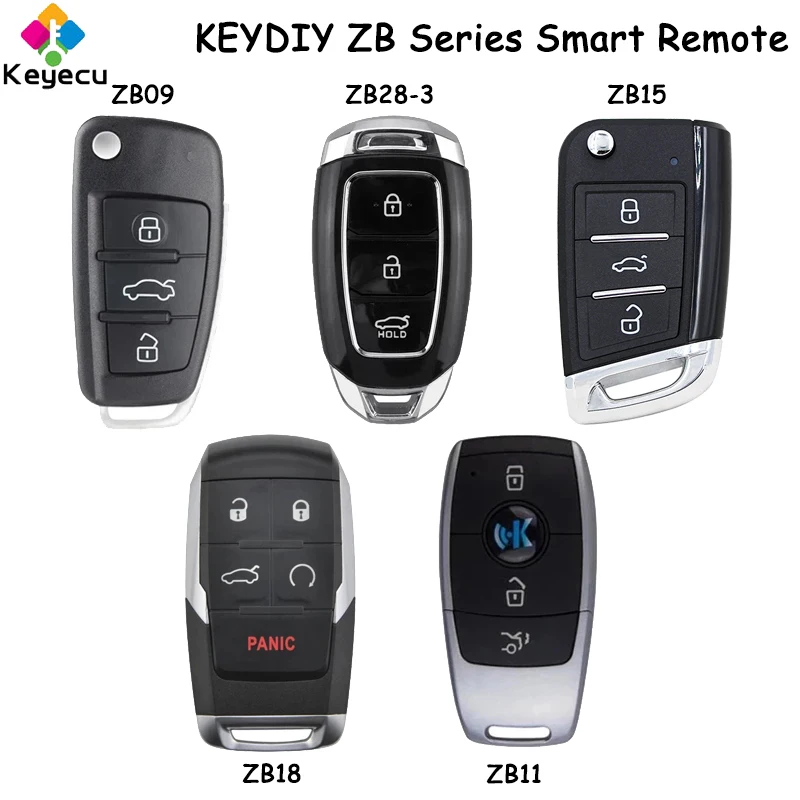 

KEYECU KEYDIY KD ZB Series for Audi for MQB for Hyundai for Benz for RAM Style 3 4 5 Buttons Smart Remote Car Key for KD-X2 Tool