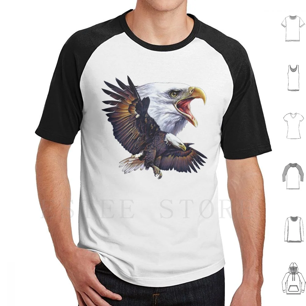 Bald Eagle T Shirt Cotton Men DIY Print Eagle Bird Realistic Bald Eagle America Wildlife Colored Pencil Usa Us Claws American