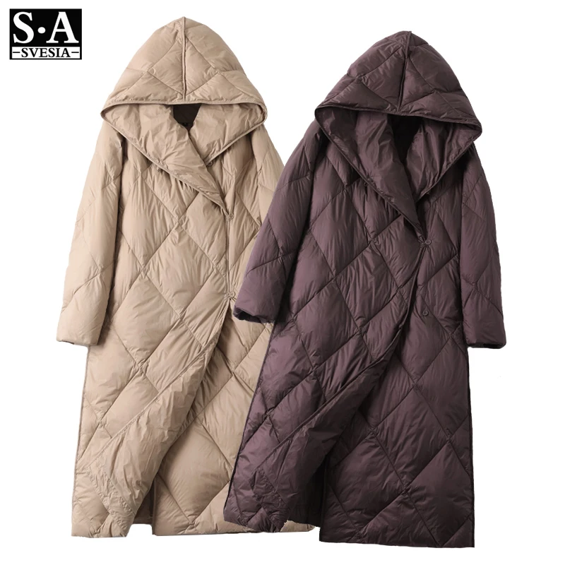 2020 Women\'s Winter Down Jacket Coats Women Light Ultra Long Warm Puffer Jacket Hooded Down Parka Female Outerwear Clothing