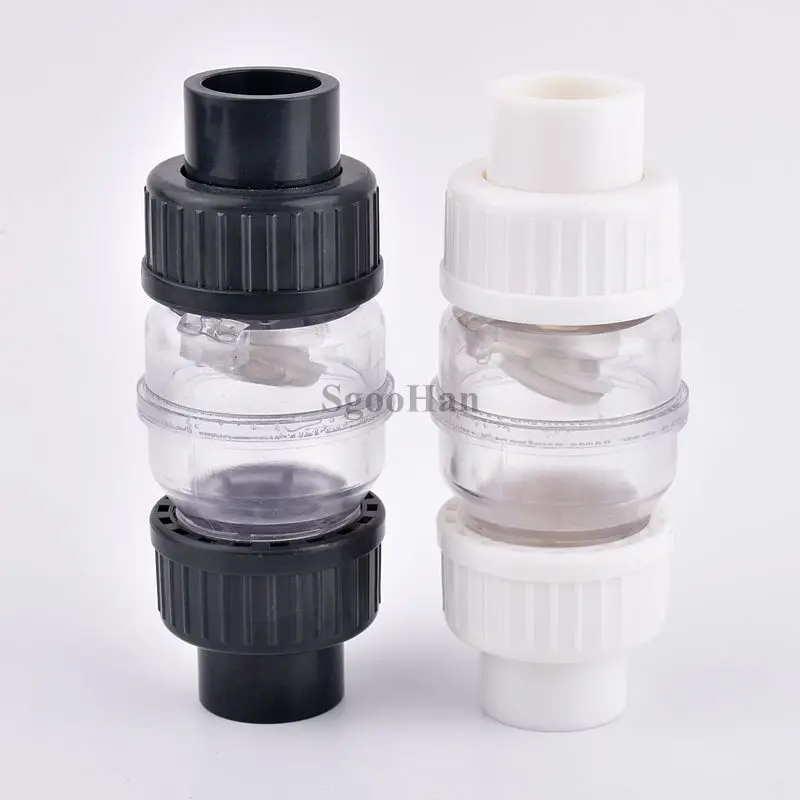 

I.D 25mm 32mm Transparent Check Valve UPVC One Way Non Return Valve Pipe Fitting Water Connector For Garden Irrigation Aquarium