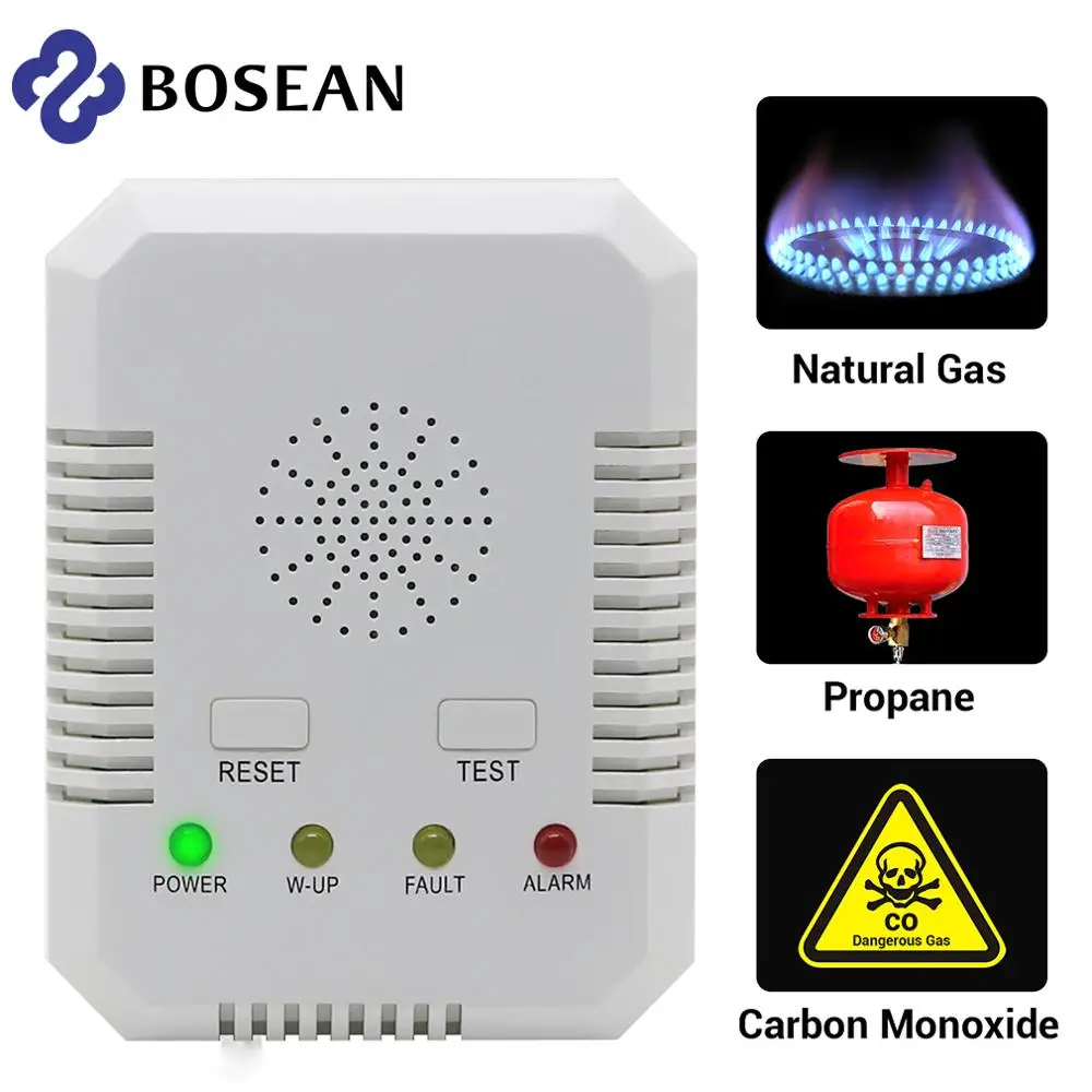 Natural Gas CO Gas Leak Detector Carbon Monoxide Combustible Gas Detector Alarm Determine Tester for Home with Valve