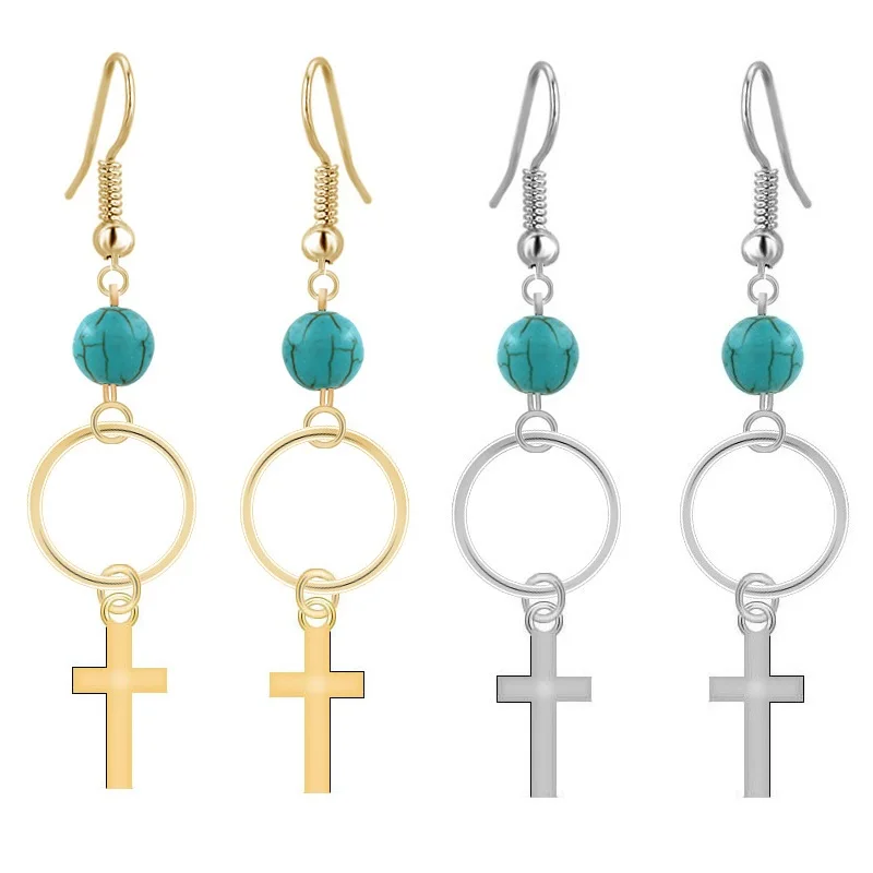 1 Stück Männer Frauen Punk Gothic Kreuz Übertrieben Klassische Metall Christian Kette Tropfen Baumeln Ohrringe Straße Hip Hop Schmuck Kpop – Detail 16