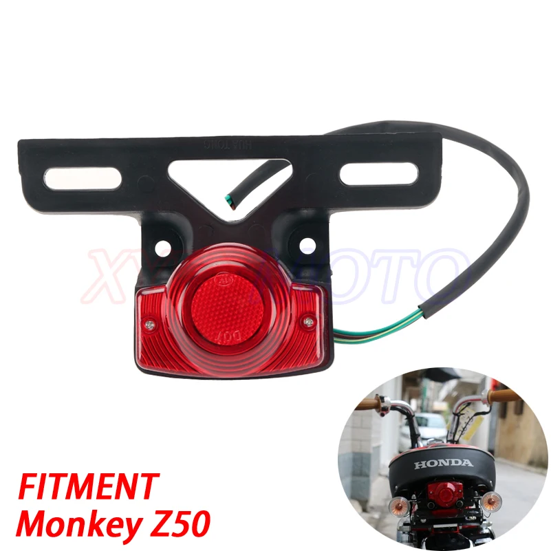 12 Volt Motorcycle Red Rear Tail Light Lights Brake Stop Lamp License Plate Bracket for Honda Monkey Z50 Z50JZ Z 50 KDF Bike