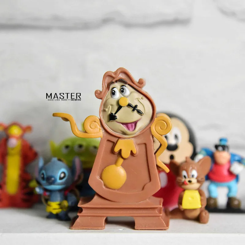 2PCS 6.8cm Disney beauty and beast stupid clock housekeeper Mr. clock toys