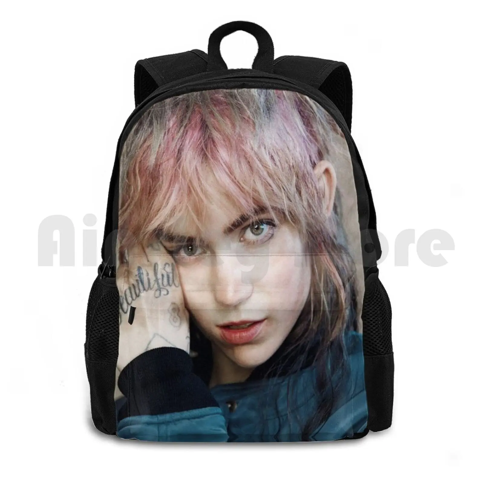 

Grimes-Close-Up Outdoor Hiking Backpack Riding Climbing Sports Bag Claire Boucher Grimes Oblivion Visions Art Angels Aesthetic