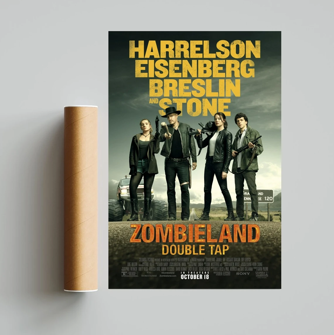 زومبي لاند مزدوج الحنفية الفيلم الكلاسيكي المشارك قماش الفن طباعة ديكور المنزل طلاء جدران (بدون إطار) #4