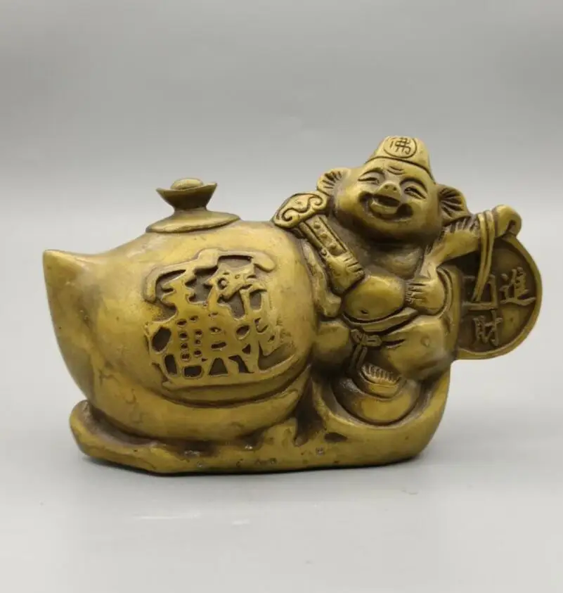 

China brass recruit wealth Pig eight quit crafts statue