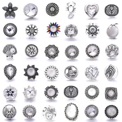 White Buttons 5pcs/lot DIY New 18mm Snap Buttons Jewelry Snap Jewelry Fit 18mm Snap Bracelet Necklace Jewelry Wholesale Gifts