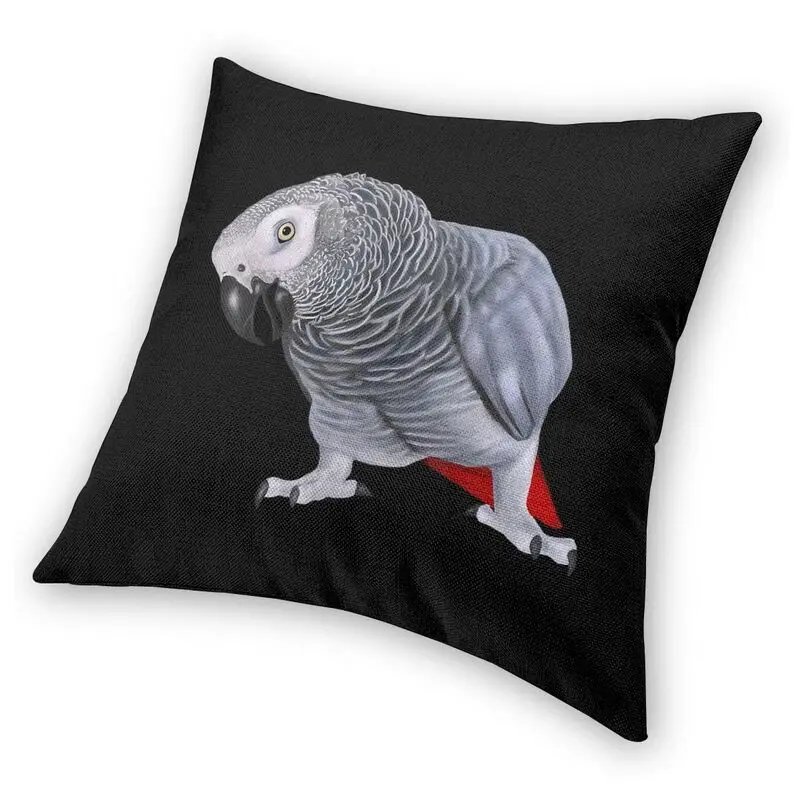 African Grey Parrot Bird Cushion Cover 40x40 Home Decor 3D Printing Psittacine Throw Pillow Case for Sofa Two Side