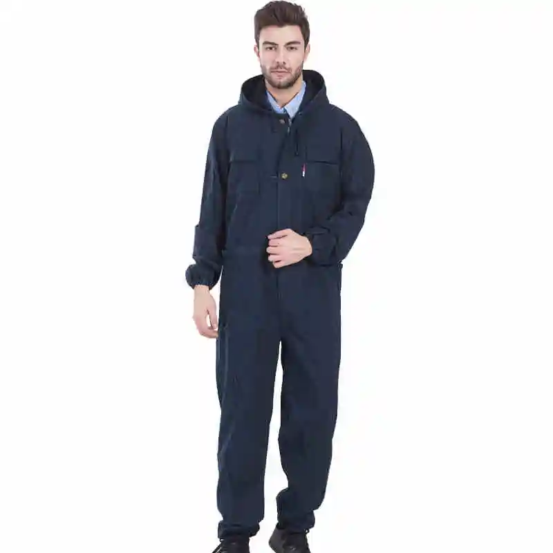 Man Denim Siamese Hooded Overalls Welding Suit Spray Painter Machine Repairmen Coveralls Protective Labor Insurance Clothing 4xl