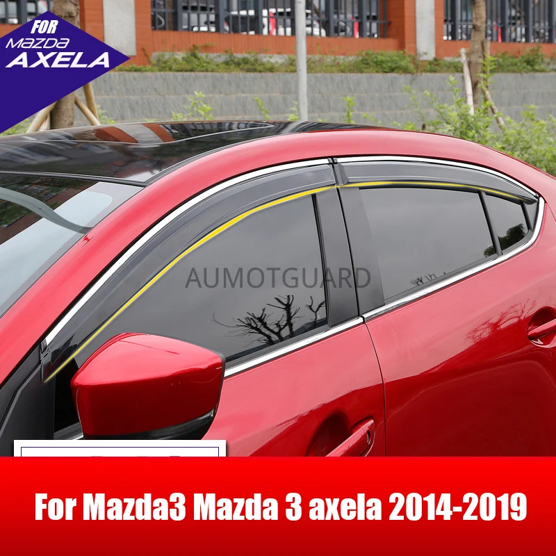 

For Mazda3 Mazda 3 axela 2014-2019 Car Styling Awnings Shelters Window Visors rain eyebrow Protector Exterior decoration