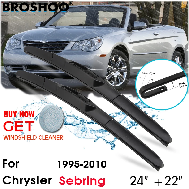 Escobillas Limpiaparabrisas Delanteras para Auto, con Gancho en J, Accesorios para Chrysler Sebring 24"+22" 1995-2010