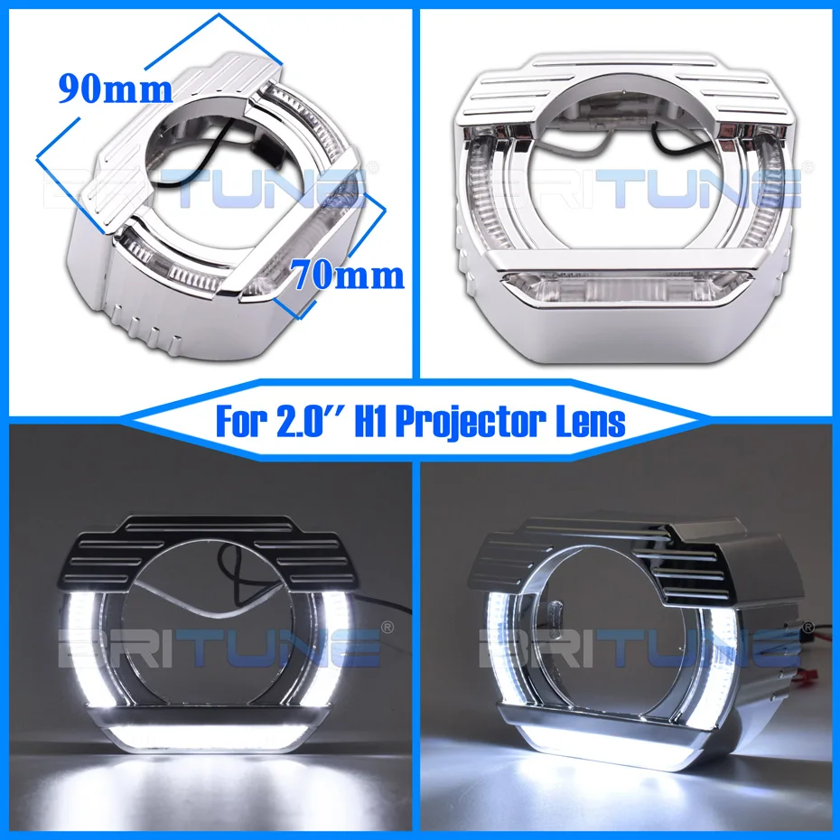 1.8/2.0 inch Projector Shrouds Angel Eyes Retrofit HID LED Lens Headlight Lenses Dust Cover Bezels Car Light Accessories DIY