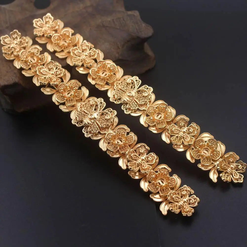3pcs Brass Casted Retro Phoenix Coronet Flowers Beads Caps Charms Quality DIY Women Bridal Wedding Hair Head Jewelry Accessories