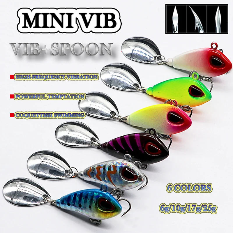 1pc 6g/9g/16g/21g New Metal Mini VIB Spoon Spin Sequin Lure Tackle Pin Hard Bait Crankbait Vibration Spinner Sinking Fishing