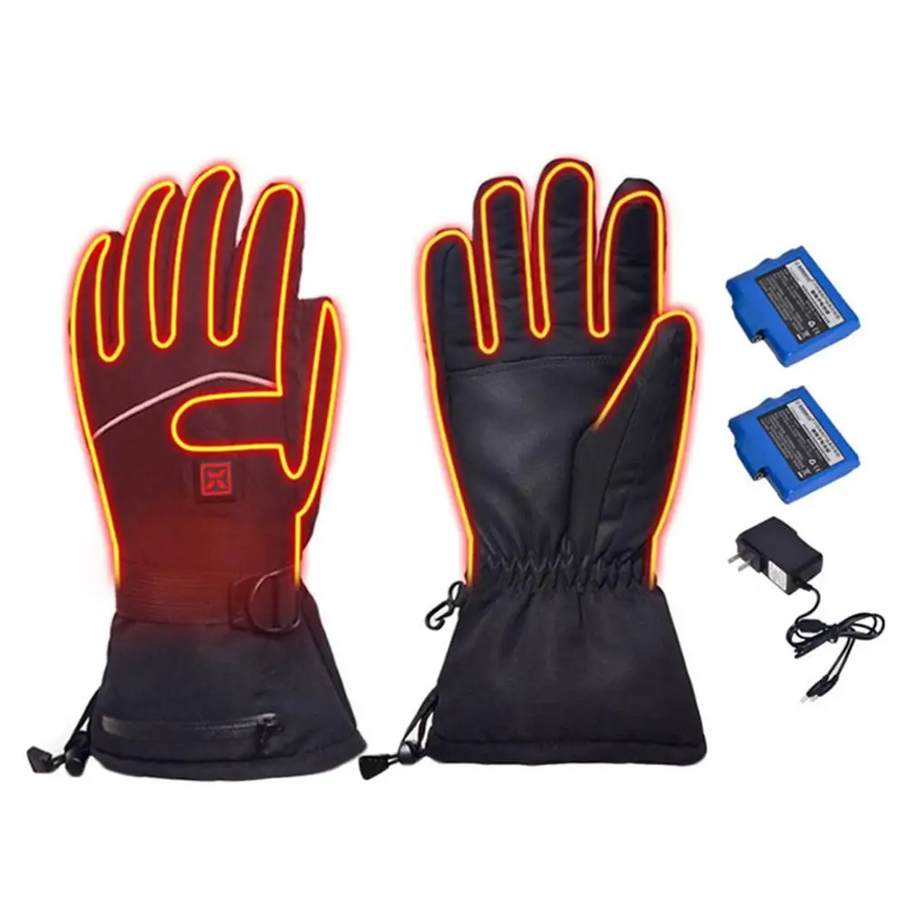 Unisex Skiing Heated Gloves Rechargeable Electric Warm Gloves Winter Outdoor Warm Heating Gloves Cycling Motocycling Accessories