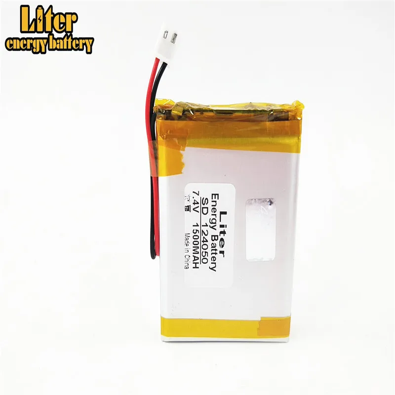 XH2.54/2P connector 7.4V 1500mAh 124050 Polymer Li-ion battery for DVD player TV Digital Satellite Finder Meter WS-6933, WS-6923