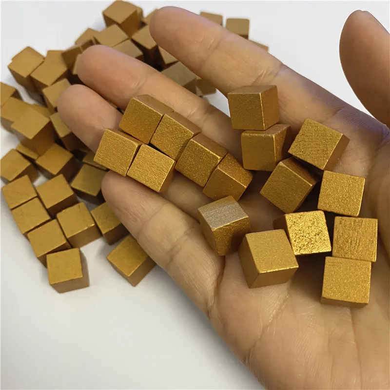 100Pcs/Set 10mm Gold/Silver Metal Color Wood Square Corner Dice Chess Piece Right Angle Cubes For Puzzle Board Game