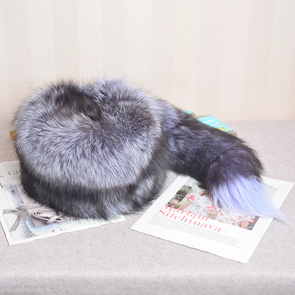 Real Fox Fur Princess Hat Mongolian Hat Unique Process Fox Tail Design Luxury Winter Keep Warm Hats For Fashion Women Bomber Hat