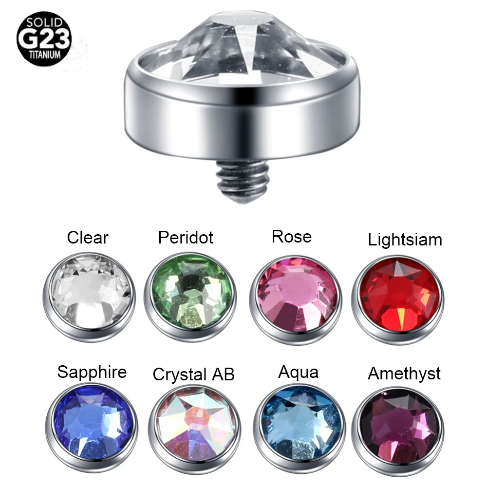 1PC G23 Titanium Microdermal Piercing 16G Crystal Dermal Anchor Top Medusa Piercings Surface Tragus Piercing Skin Diver Piercing