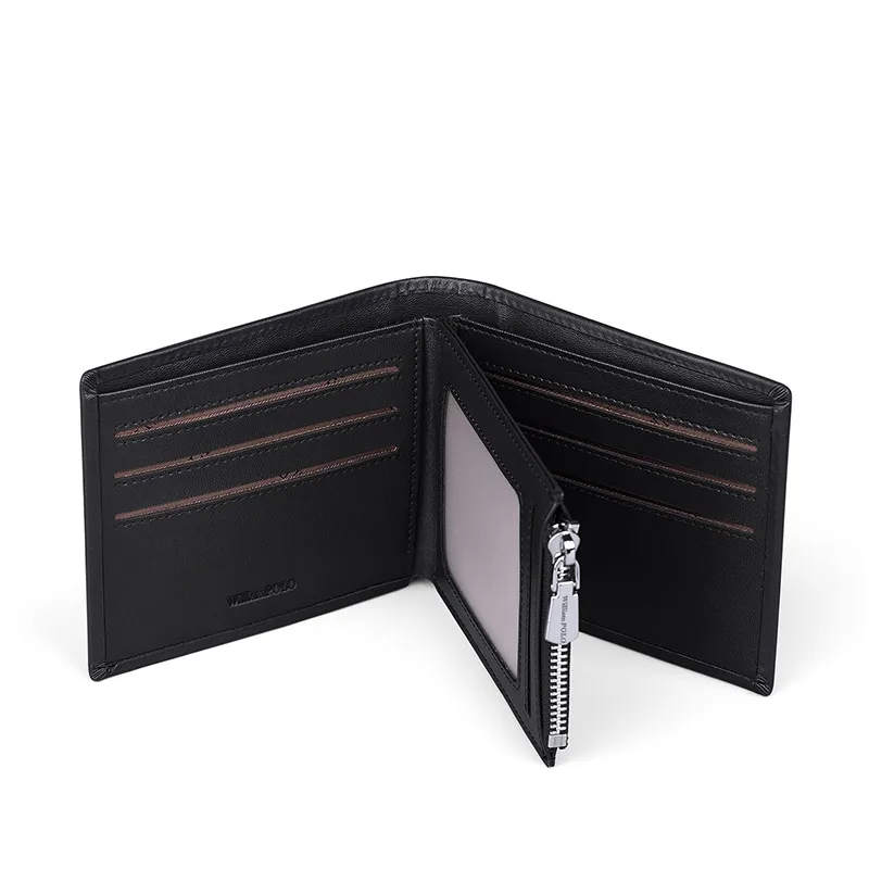 Men Wallet Genuine Leather Casual Bifold Wallet Design Card Holder Organized Slim