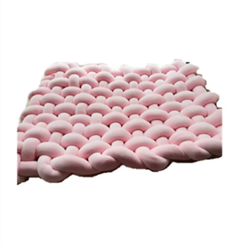 Infant Playing Climbing Mat Photo Props Blanket Cushion Baby Knot Braid Bumper Blanket Twist Hand-Woven Mat Decoration For Home