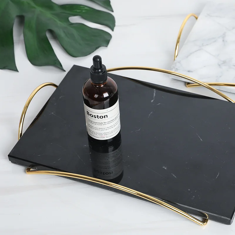 Natural Marble Tray Coffee Tea Tray Jewelry Cosmetics Storage Tray Bathroom Tray Kitchen Organizer