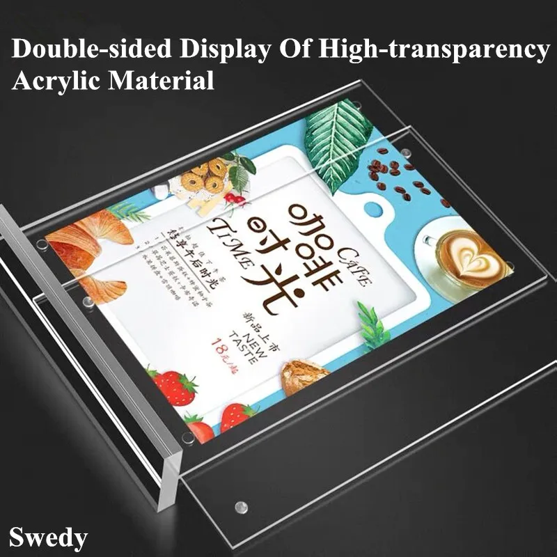 A6 T Shape Magnetic Acrylic Sign Holder Stand Tabletop Menu Paper  Holder Frames Plastic Flyer Document Display Holder