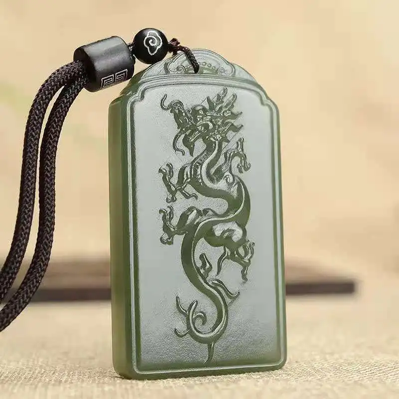 

Top brand natural green jade pendant handcarved dragon jade pendants top brand jade jewelry jadeite jade necklace