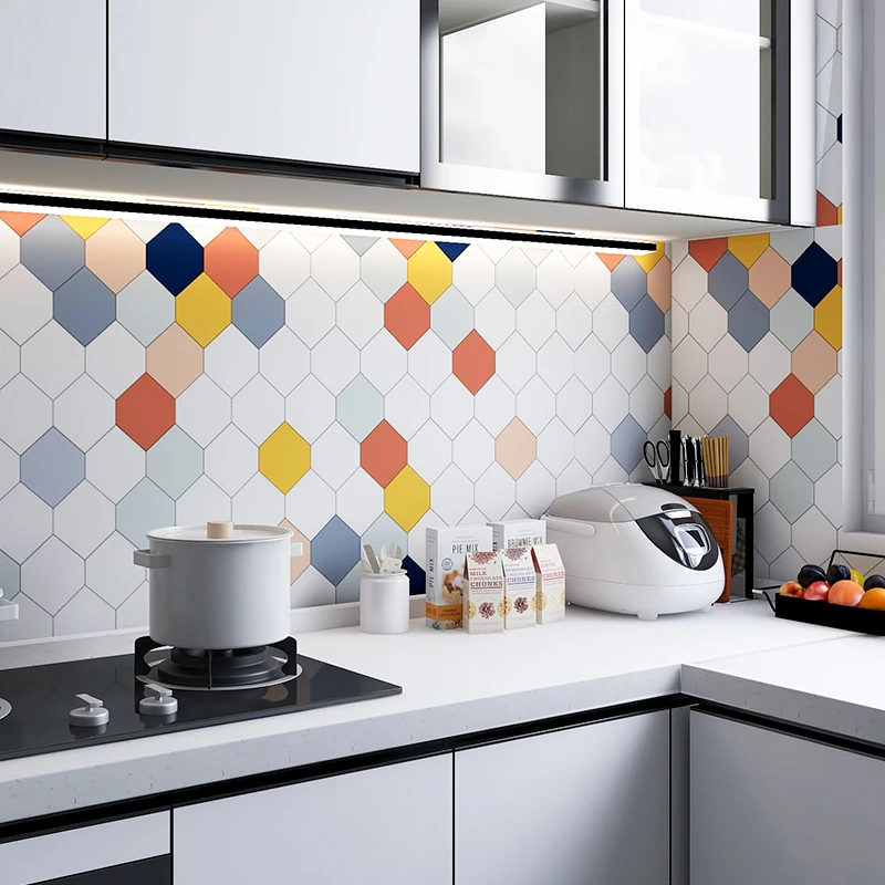 Kitchen oil-proof stickers flame-retardant wall high temperature resistant wall stickers waterproof ceramic tile wall stickers