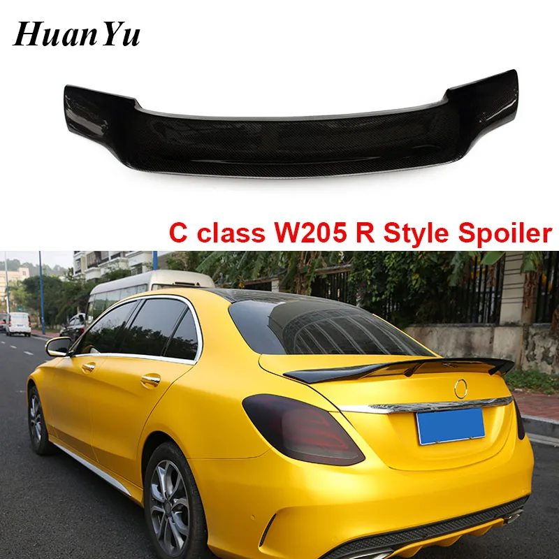 for Mercedes W205 2-door & 4-door R Spoiler C Class 2015+ Sedan Coupe Carbon Fiber Rear Trunk Lip Wing C180 C200 C300 C43 C63