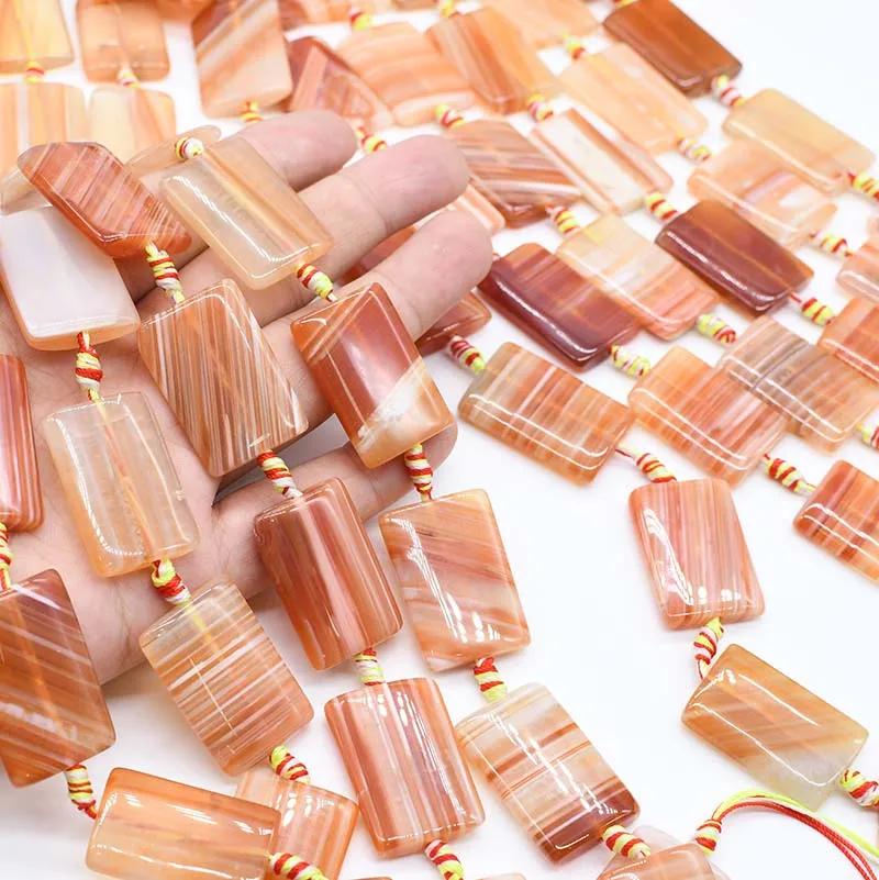 2 strands/lot Natural rectangle Agates smooth stone beads For DIY Necklace Jewelry Making Loose 15