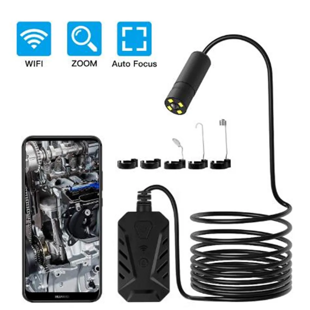 5MP 14mm 2594*1944p Wifi Auto Focus Digital Zoom Endoscope  Semi-Rigid Snake Inspection Camera IP68 Waterproof  CMOS Borescope