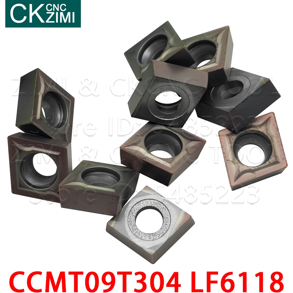 Herramienta de torneado externo, insertos de carburo, CNC, herramientas de torno de Metal para acero inoxidable 201 304, 10P, CCMT09T304, LF6118, CCMT 09T304, LF6118