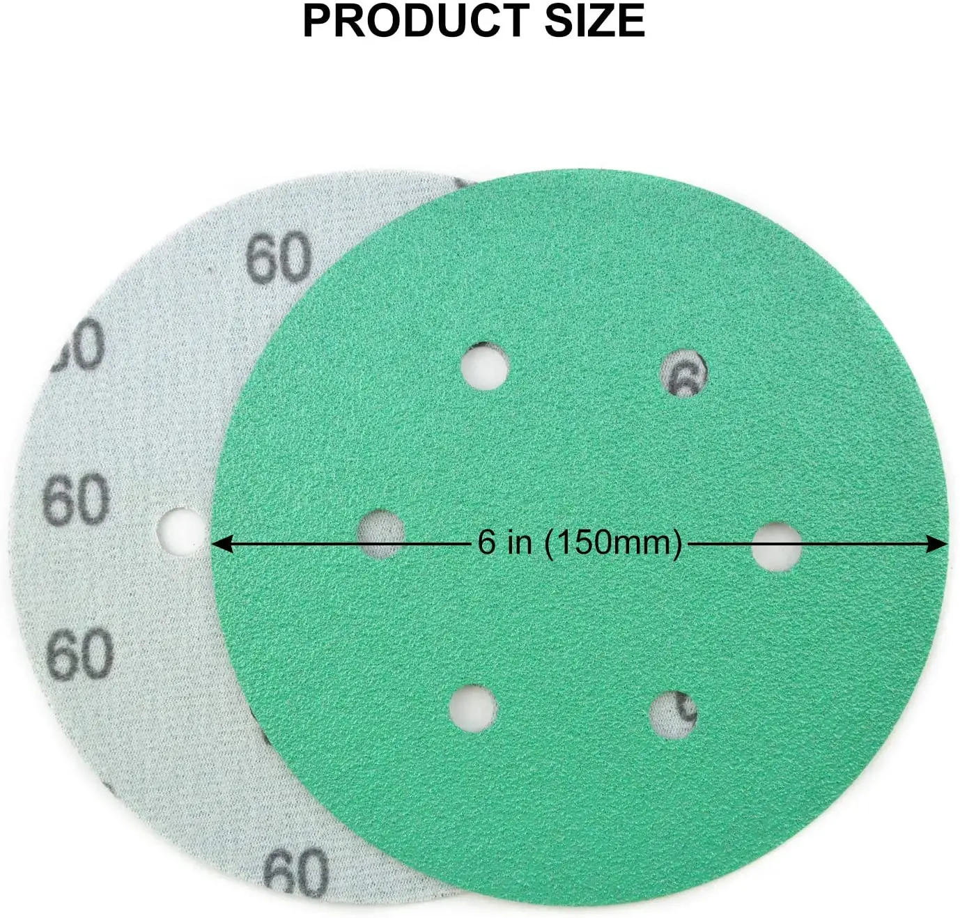 6 بوصة 6 ثقوب الرملي أقراص الرطب الجاف الأخضر فيلم الغبار ساندر الصنفرة هوك وحلقة لأعمال النجارة أو تلميع السيارات