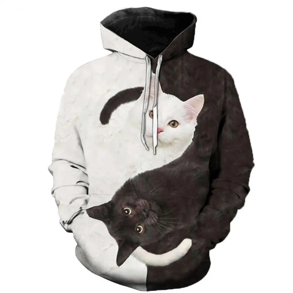 

2021 Harajuku Cat Printing Super Dalian Hoodie Men's And Women's Sweatshirts Casual Loose Long-sleeved Pullover Tops With Hoodie