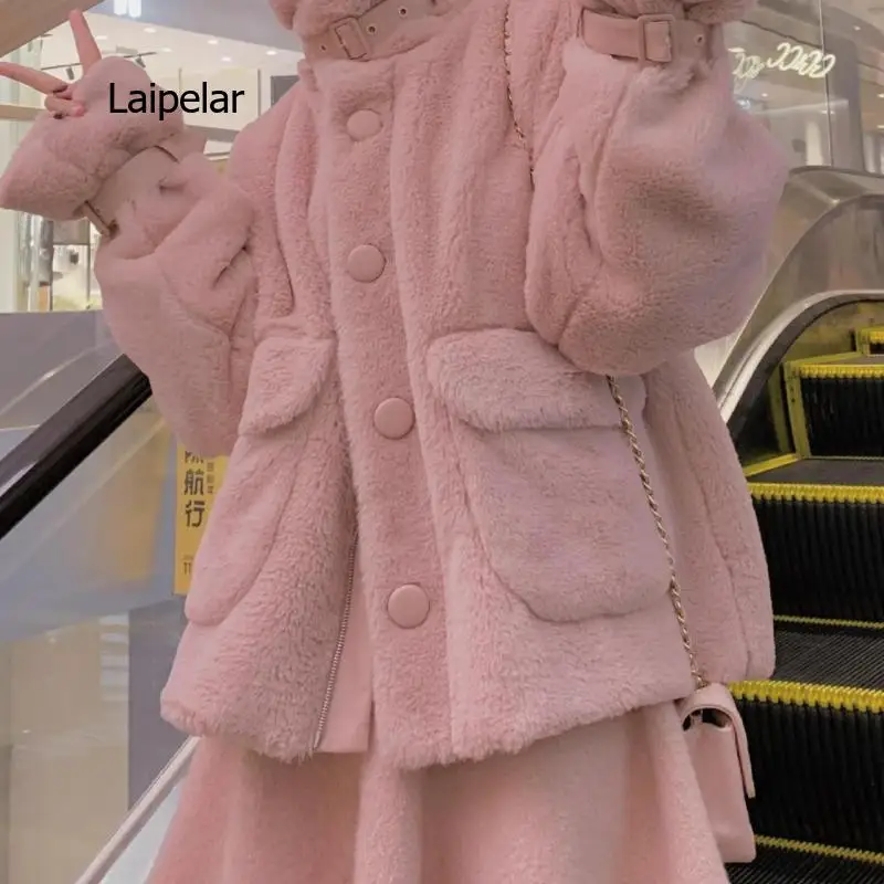 

Faux rabbit fur women's winter fur coat 2021 hanbok women's high collar plush coat coat woman made fur coat