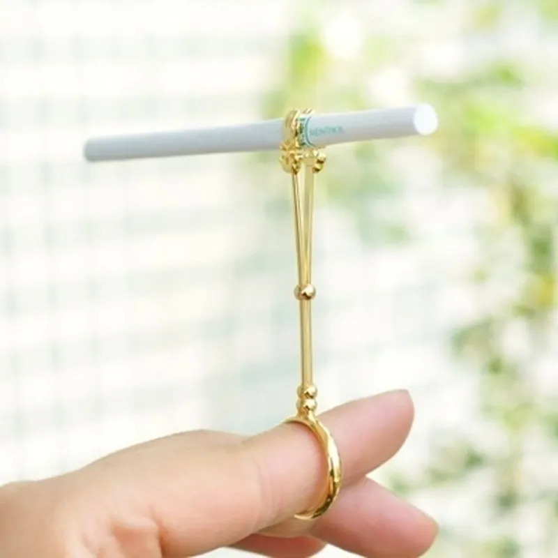 Vintage Cigarette Holder Ring Rack Metal Finger Clip Women Men Slim Cigarettes Smoking Accessories Smoker Ring Gift Set #1