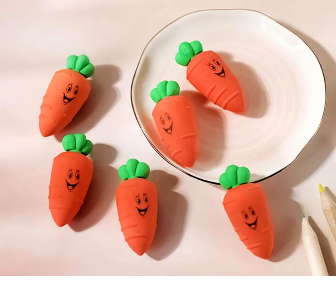 1PC  Cute Carrot Shape Eraser Funny Rubbers Study Kids Gifts Cute Stationery(SS-835)